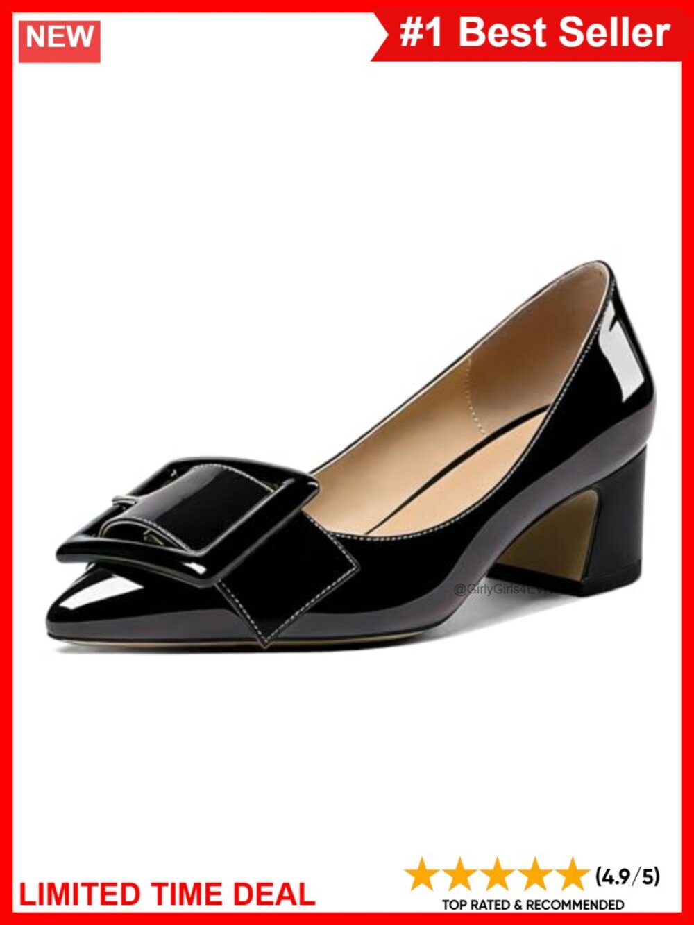 2 Inch Pointed Toe Chunky Block Heel Pumps Office Dress Shoes
